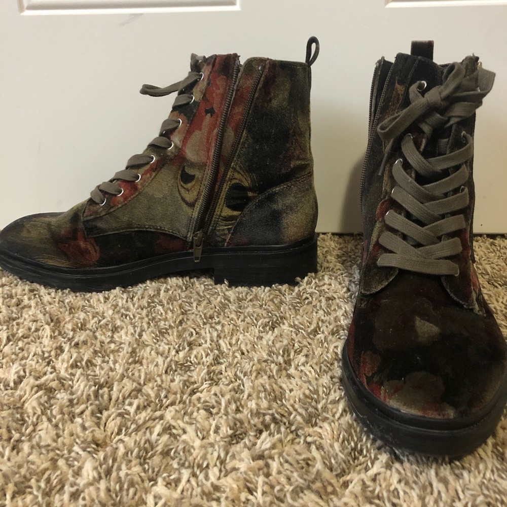 American Eagle Velvet Combat Boots